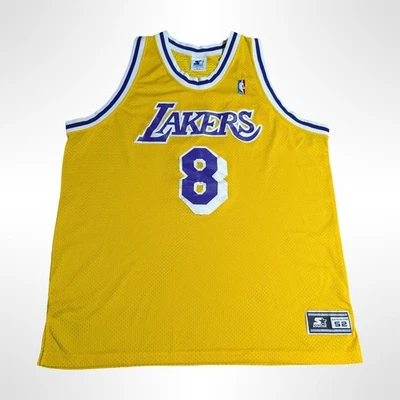 🔥👀 ВИНТАЖНЫЙ 90-х NBA LOS ANGELES LAKERS KOBE BRYANT СТАРТОВЫЙ СВИТЕР 1998 ЖЕЛТЫЙ 52/XL - Изображение 1 из 4