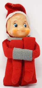 Vintage rote Filz Knie Umarmung Weihnachtselfe - Bild 1 von 5