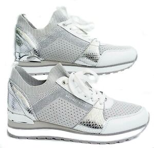 Michael Kors Damen Sport Schuhe Sneaker Billie Trainer Aluminium Gr.38 Neu