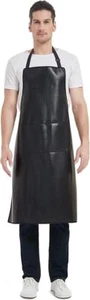 Black Waterproof Apron, Heavy Duty Work Apron, Artificial Leather Apron Ideal... - Picture 1 of 2
