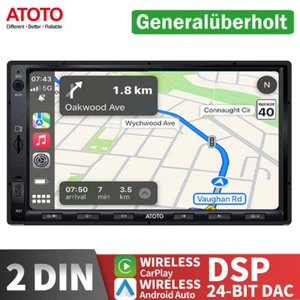ATOTO F7 WEAutoradio 2 DIN Wireless Carplay Android Auto GPS USB AUX Bluetooth - Foto 1 di 11