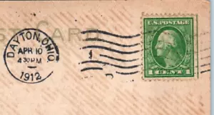 1912 Dayton Ohio Apr Green George Washington raro francobollo da 1 centesimo affrancatura USA - Foto 1 di 13
