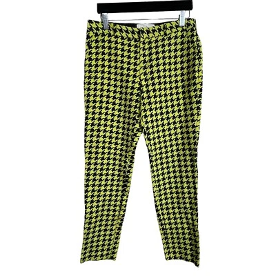 Calça Joie tamanho S verde limão azul Houndstooth bolsos cropped - Imagem 1 de 4