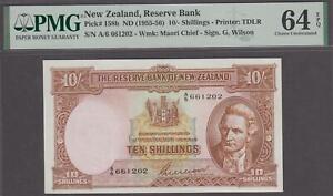 New Zealand, Reserve Bank 10 Shillings Note P-158b ND (1955-56) PMG 64EPQ