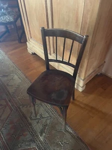 Set of 10 Dark wood French farmhouse antique kitchen chairs, French country - Picture 1 of 3