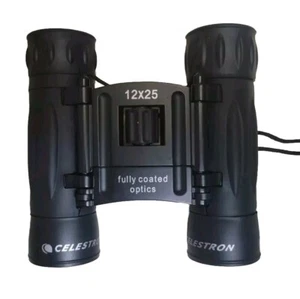 Celestron 12x25 FocusView Binoculars & Case Prism Roof Viewing Small Compact - Picture 1 of 8