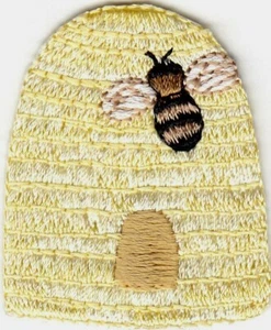 BEEHIVE & BEE Iron On Patch Bees Insects - Picture 1 of 1
