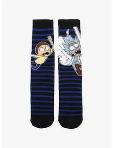 Rick And Morty Falling Stripe Crew Socks NIP /W Tags - Picture 1 of 4