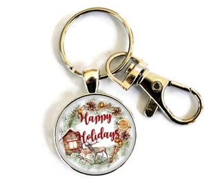 Key Rings for Women Christmas Women's Purse Charm Keychain Handmade Split Ring - Picture 1 of 2