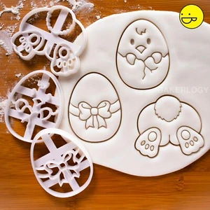 Set of 3 Easter cookie cutters: Bunny Butt, Egg, Chick |cute Pascha Day hunt diy - Picture 1 of 14
