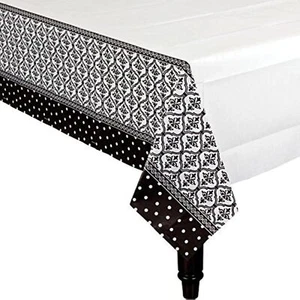 Damask Dots Black White Wedding Engagement Party Decoration Paper Tablecover - Picture 1 of 1