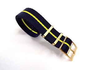 NATO ® 1pc Single Pass Twill Slant nylon GOLD Buckle watch band strap IW SUISSE