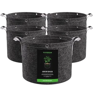 VIVOSUN 5 Pack Plant Grow Bag Thickened Nonwoven Fabric Pot 3/5/7/10/15/25 Gal - Picture 1 of 43