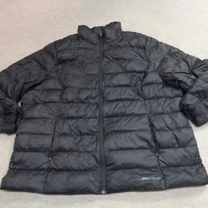 Eddie Bauer Womens Puffer Jacket 3X Black Full Zip Down Filled - Picture 1 of 9