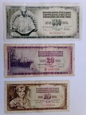 Lot 3 Billets 500, 20 Et 10 Dinar Yougoslavie Années 1978, 1981, 1968. Etat TB+