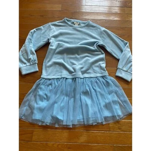Crewcuts Sweater Dress Girls Size 7 Blue Soft Cozy Tutu Long Sleeve Casual Sheer - Picture 1 of 5