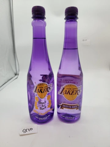 2x LA Lakers NBA Natural Spring Water 2010 Back to Back Champions Purple Bottle Cover