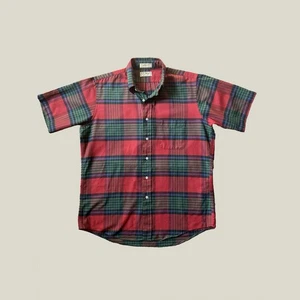 L.L.BEAN - Camicia a maniche corte a quadri rossa vintage made in USA - Taglia L - Foto 1 di 3