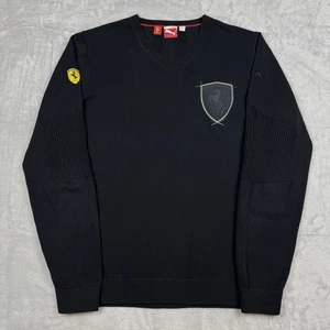 Suéter Puma Ferrari Scuderia Cuello en V Negro Algodón Logo Parche Hombres Talla L Auto Coche - Imagen 1 de 9