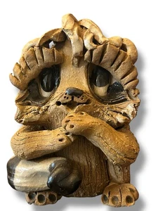 MAX HINDT Waschbär Tonfigur geformt teilweise Emaille Glasur Figur bezaubernd - Bild 1 von 10