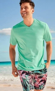 Tommy Bahama T-Shirt Tropicool Paradise V-Ausschnitt Castaway Grün SS Neu Large L - Bild 1 von 5