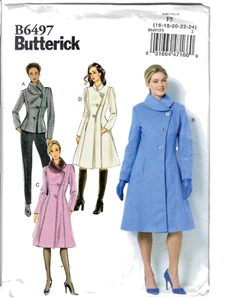 Butterick B6497 Sewing Pattern Misses Petite Loose-fitting Jacket & Coat 16-24 - Picture 1 of 4