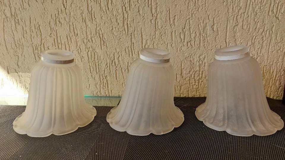 3 ANCIENNES TULIPES EN PÂTE DE VERRE DÉPOLI BLANCHE  ART DÉCO  - Photo 1/1
