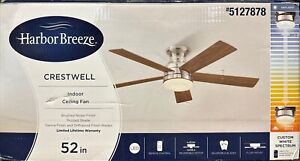 Harbor Breeze Crestwell 52-in Brushed Nickel Color-changing Ceiling Fan with Rem