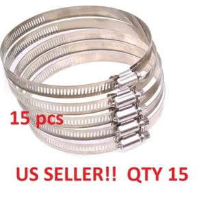 15 Pcs 118mm-140mm Adjustable Stainless Steel Worm Drive Hose Clamps 4.6" - 5.5" - Picture 1 of 1