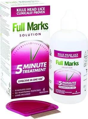 Full Marks Solution 4 Treatments, to Kill Head Lice and Nit Eggs, 200 ml - Image 1 of 4
