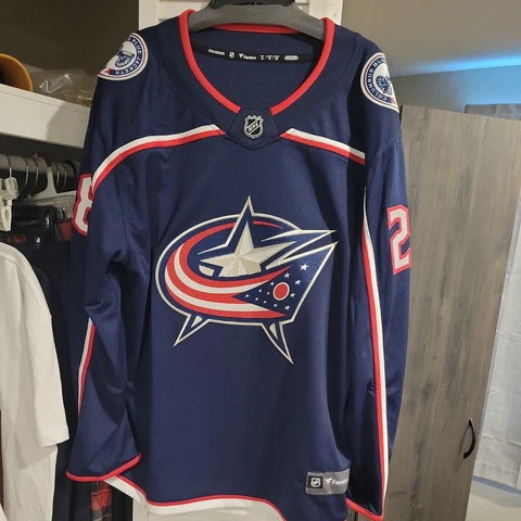 Columbus Blue Jackets Fanatics #28 Oliver Bjorkstrand Blue Hockey Sweater  NWT Cover