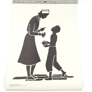 Póster de siluetas Americana Gedge Harmon década de 1950 estampado enfermera cuidado infantil 17x23 - Imagen 1 de 8
