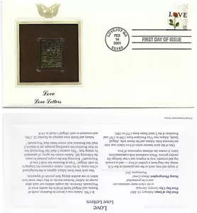 Love Letters-1st day issue-Golden Replica - Picture 1 of 1