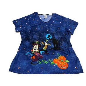 Disney Mickey Halloween Scrub Top Size XL 100% Cotton Pockets - Picture 1 of 6
