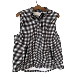 Talbots Gingham Check Vest Women M Terry Lined Black White Comfy Outdoor Active - Picture 1 of 8
