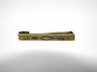 Antique Vintage Collectible Tie Dress Pin: Etched Front Gold Tone