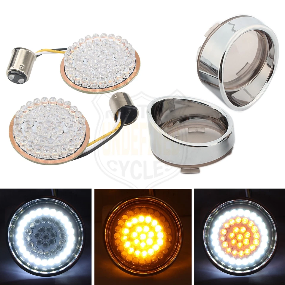 Insertos de luz de señal de giro LED ámbar blanco 1157 para Harley Touring Electra Glide Foto 1 de 4