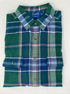 NEW Nautica Mens Plaid Flannel Button-down Classic Fit Shirt Green/multi L