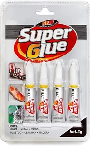 4PZ SUPER GLUE RILL COLLA RESISTENTE UNIVERSALE ISTANTANEA 3GR INCOLLA TUTTO - Foto 1 di 4