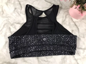 Lululemon Sports Bra Womens M Black Dotted Mesh Athletic Workout Gym Athleisure - Picture 1 of 7