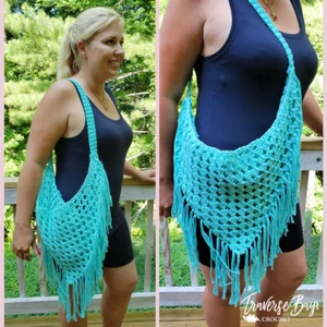 Crochet boho pocket bag fringe purse PATTERN ONLY - Picture 1 of 3