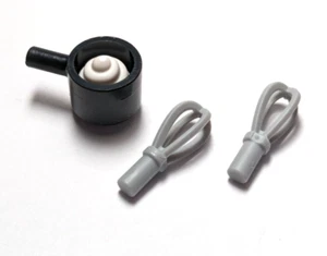 Lego - Utensilio Minifigura - Olla Negra, Batidor Gris/Gris - Imagen 1 de 1