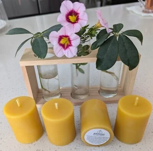 100% BEESWAX ( BEES WAX ) 4 Votive Candles HANDMADE - Picture 1 of 8
