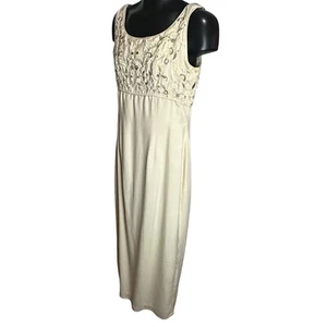 Monsoon Dress Womens Size 8 Embroidered Floral Sleeveless Back Slit Silk A-line - Picture 1 of 13