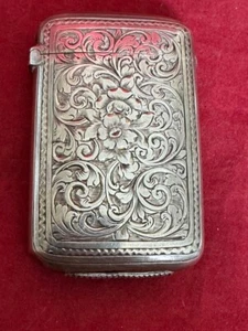 Antique Sterling Silver Highly Engraved Match Safe Vesta Case By George Unite - Picture 1 of 7