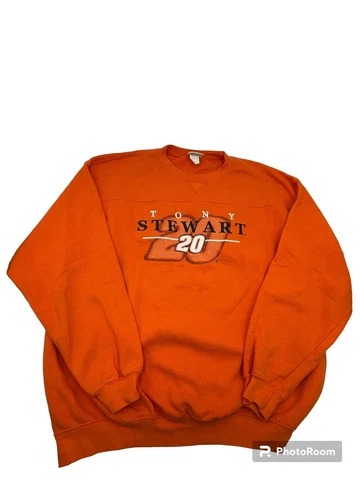 Vintage Tony Stewart Crewneck Sweater Size XL Orange Chase Authentics Nascar Cover