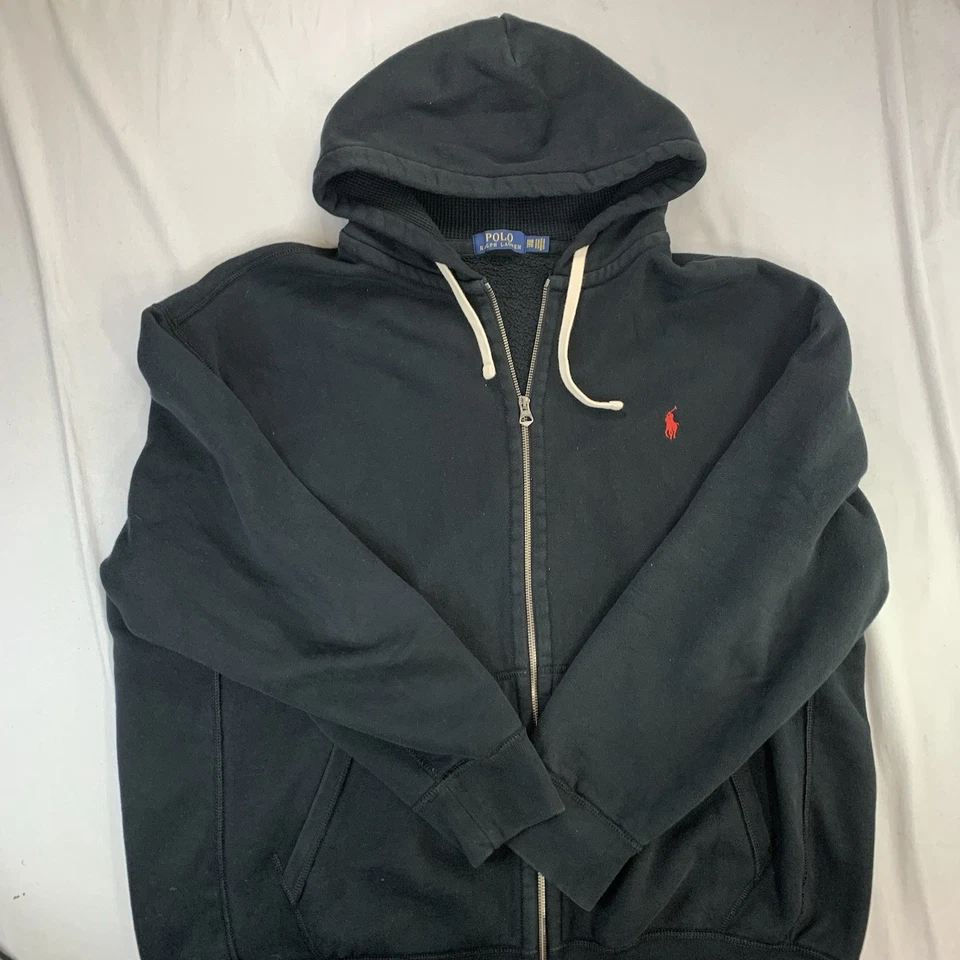 Polo Ralph Lauren Sudadera con Capucha Para Hombres 2XB Azul Cremallera Completa Forrada de Vellón Blanco Poni Grande Alto Foto 1 de 4