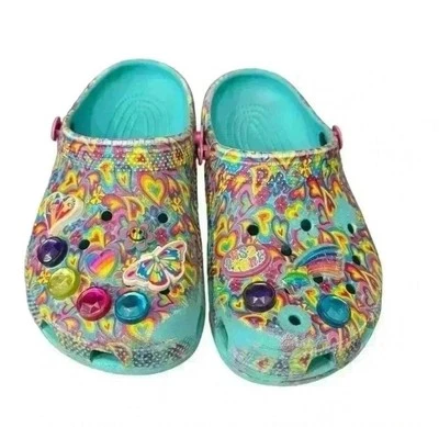 Zuecos Crocs Niños Lisa Frank Talla J 1 Multicolor/Azul Con Jibbitz Foto 1 de 4