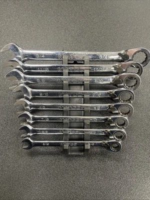 JUEGO DE LLAVES DE TRINQUETE COMBINACIÓN REVERSIBLE SAE 72 DIENTES MATCO 8 PIEZAS R4 Foto 1 de 4