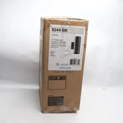 Arandela de parede externa Kichler Cylinders 2 luzes preta 12" A x 5" L 9244BK - Imagem 1 de 4
